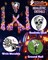 Halloween Decorations Outdoor Skeleton, Realistic Skull 5 Piece Set with 128 LED Lights Graveyard Bone, Glowing Stakes with Limbs for Yard Lawn Garden Party Decor (Orange & Purple)
